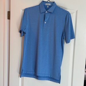 Peter Millar Southern Comfort Blue and White Striped Polo Shirt